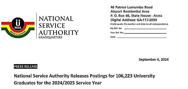 NSS Postings for 2024/2025 Service Year Released.